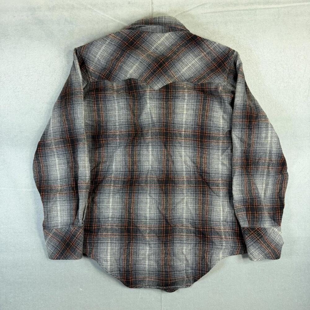 Vintage Champion Western Shirt Mens 16-34 Gray Plaid Pearl Snap Wool Cowboy 70s - Picture 3 of 6